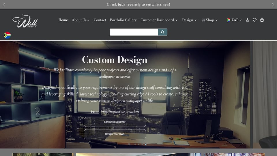 WallPrint store live homepage